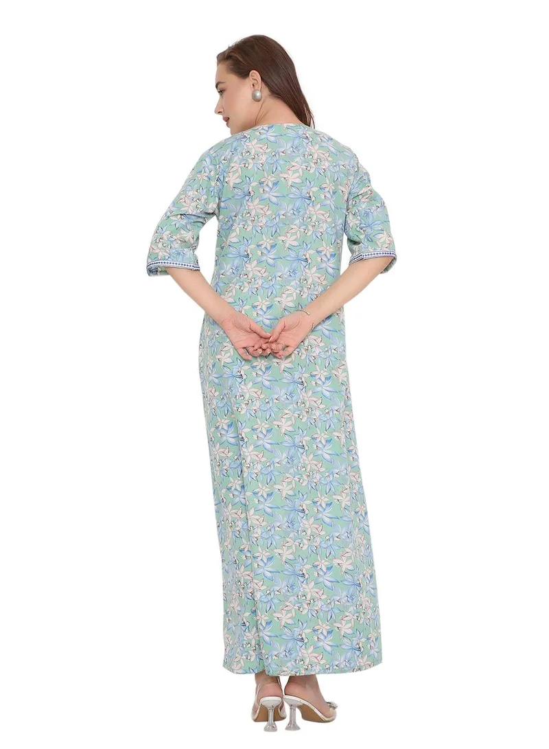 HANA & SARA NEW SHORT SLEEVE PRINTED LONG ARABIC KAFTAN JALABIYA DRESSES