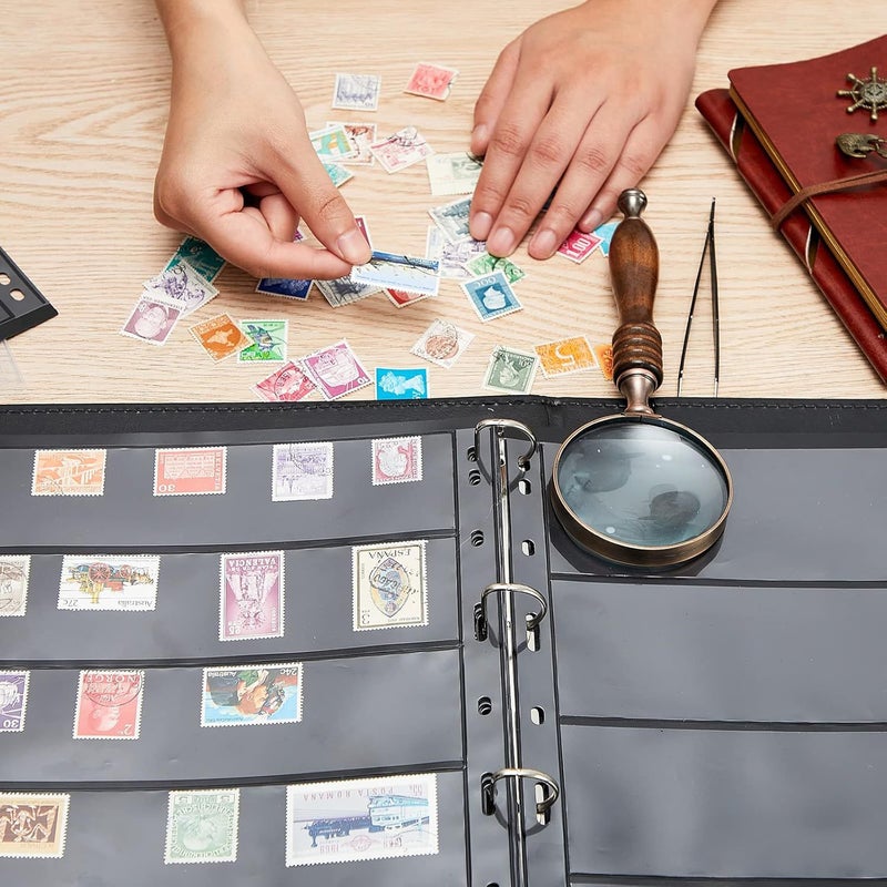 12 Pcs Double Sided Stamp Album Pages With 4 To 7 Rows For Collector Binder Inserts Standard 9 Hole Sleeves - Image 4