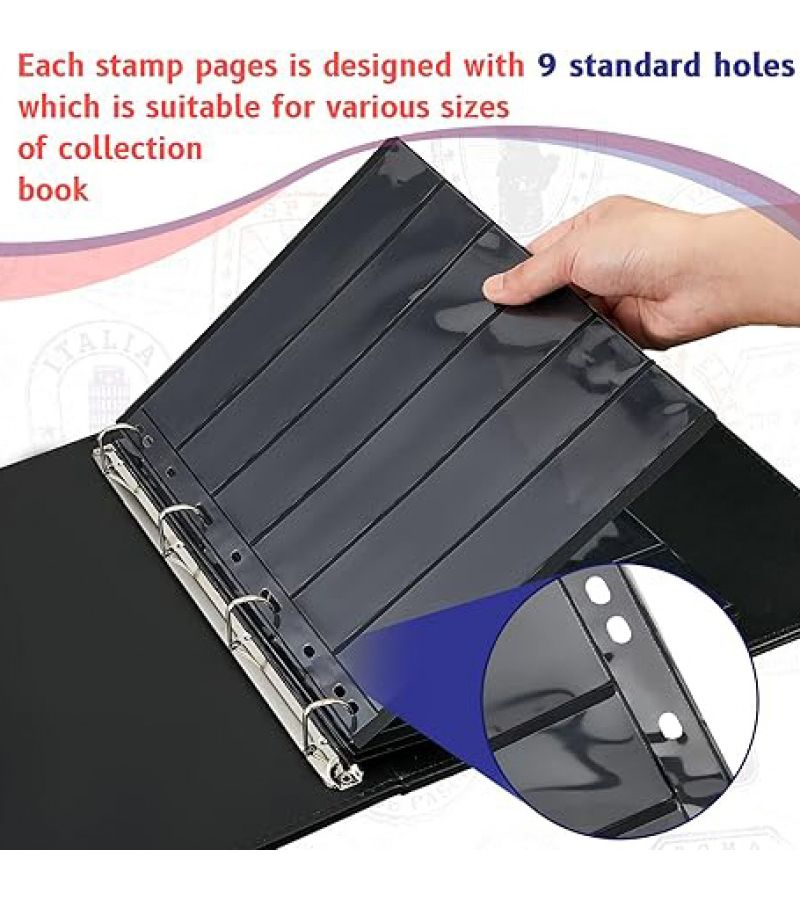 12 Pcs Double Sided Stamp Album Pages With 4 To 7 Rows For Collector Binder Inserts Standard 9 Hole Sleeves - Image 5
