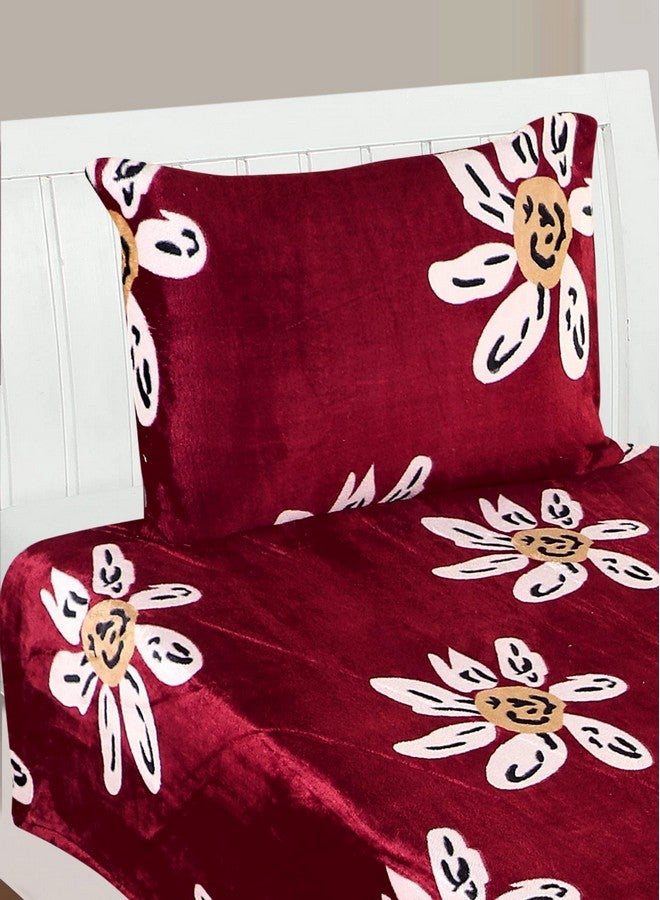 RD TREND 190 GSM بطانيات دافئة لفصل الشتاء حجم مفرد (60x90 بوصة) مع غطاء وسادة واحد بحجم (18x28 بوصة) اللون - أحمر - Image 3