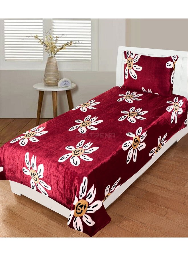 RD TREND 190 GSM بطانيات دافئة لفصل الشتاء حجم مفرد (60x90 بوصة) مع غطاء وسادة واحد بحجم (18x28 بوصة) اللون - أحمر - Image 5