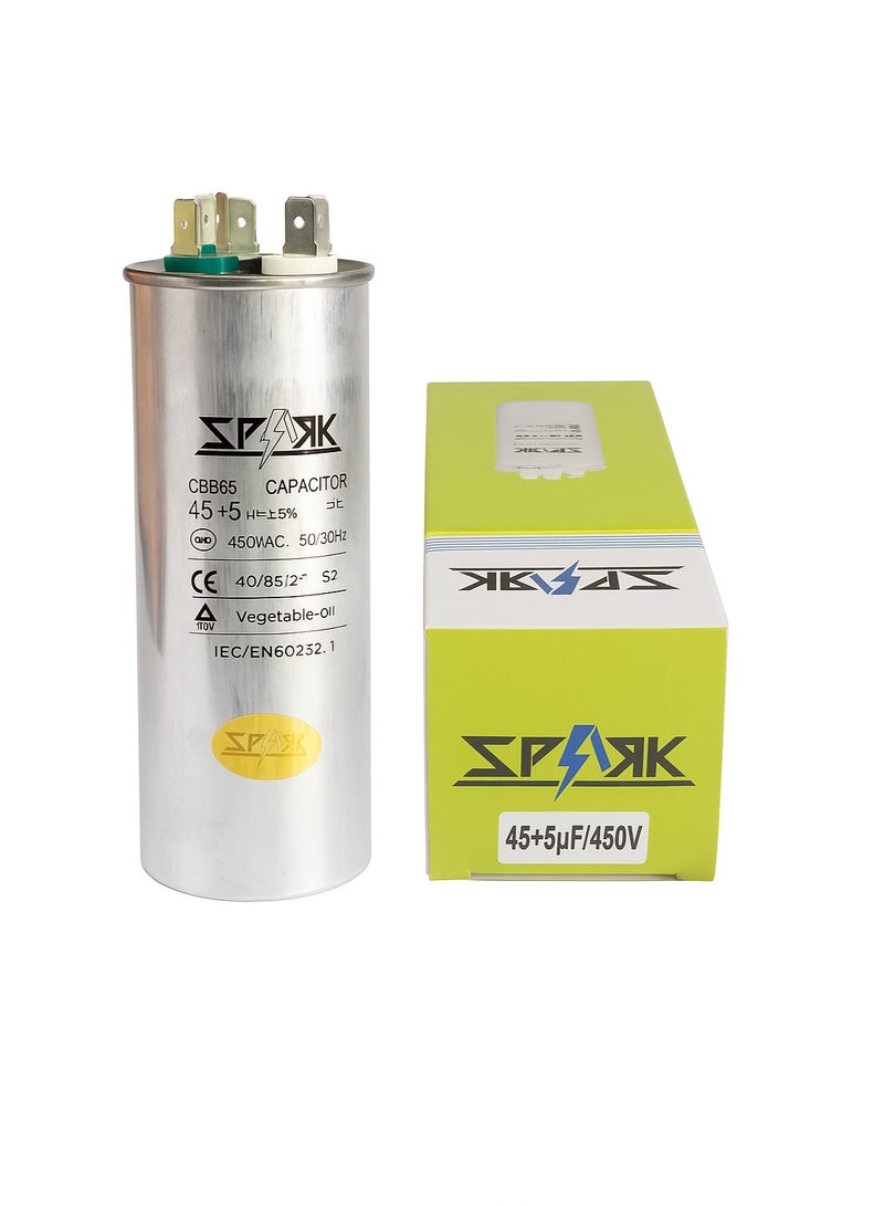 CBB65 45+5 MFD ±5% uF 440 VAC50/60HZ Dual Run Circular Start Capacitor for Condenser Straight Cool or Heat Pump Air Conditioner