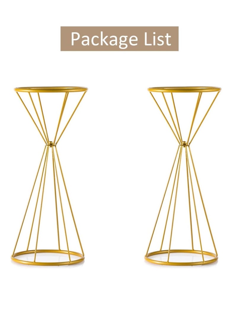 Generic Set of 2 Gold Flower Vases – Elegant Metal Column Vases for Wedding Centerpieces, Party, Event Decorations, Floral Arrangements, Table Display, Luxury Decor for Weddings, Special Occasions, and Celebrations, Stylish Modern Design  - Image 3