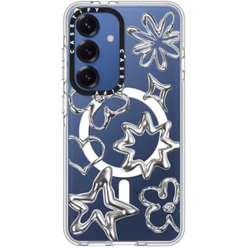 Casetify Magnetic Clear Galaxy S25 Case 【Compatible with Magsafe】 - Chrome Doodles - Image 4