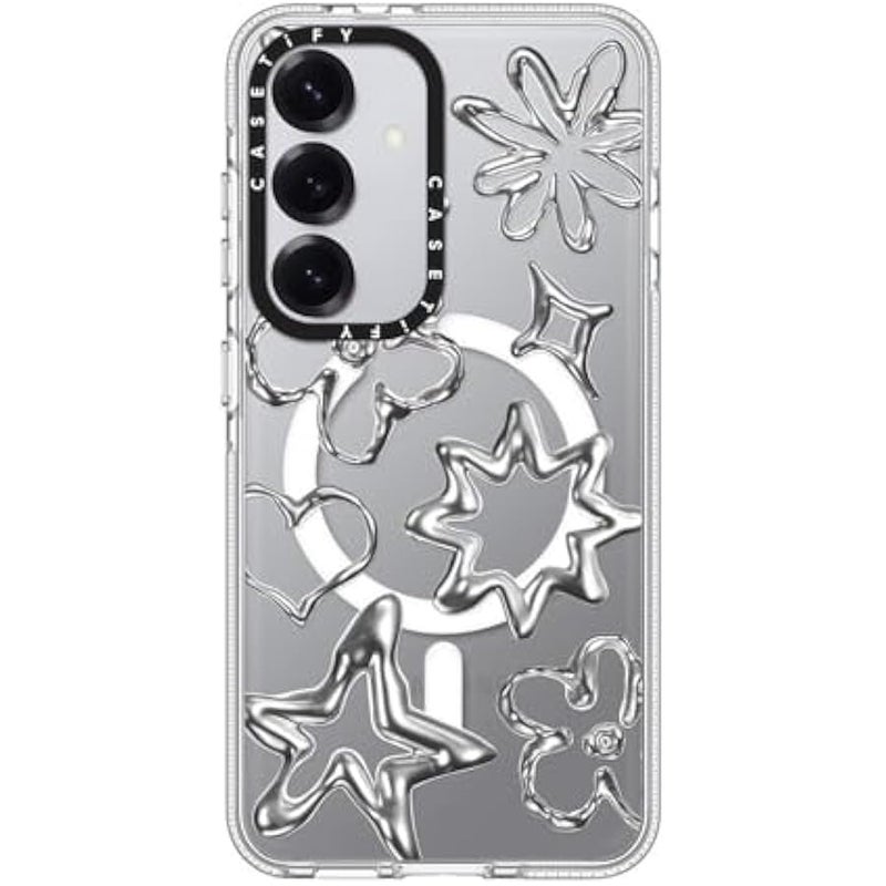 Casetify Magnetic Clear Galaxy S25 Case 【Compatible with Magsafe】 - Chrome Doodles - Image 1
