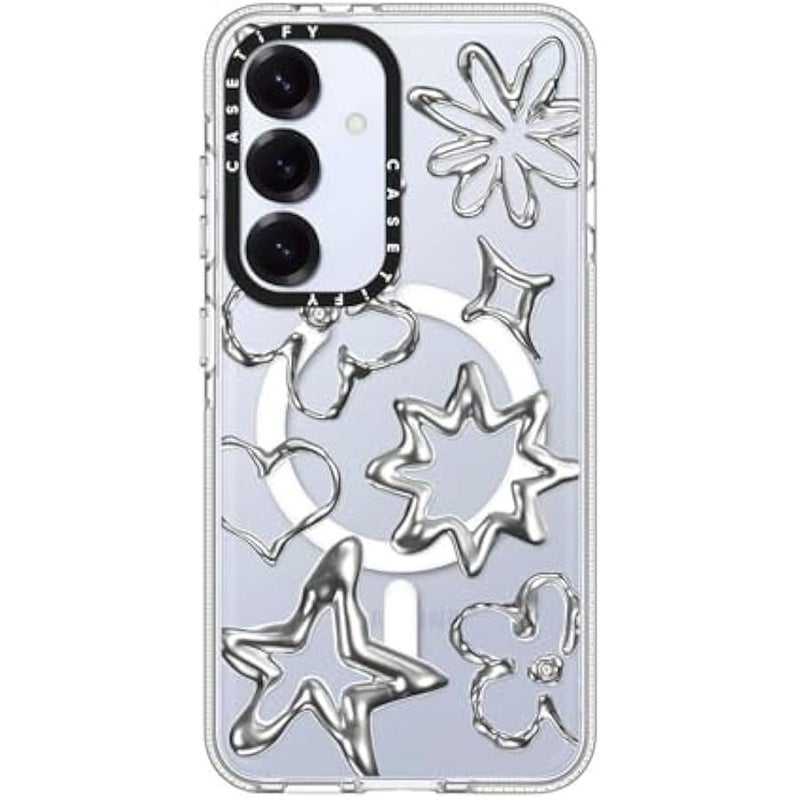 Casetify Magnetic Clear Galaxy S25 Case 【Compatible with Magsafe】 - Chrome Doodles - Image 2