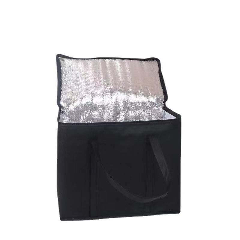 Ready Supply Non-Woven Aluminum Foil Insulation Bag Large Capacity Portable Car Takeout Outdoor Insulation Bag(41*26*33cm black) - Image 5