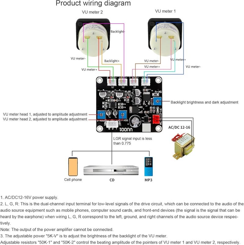 DB35 Q VU Meter Kit With Driver Board 2 PCS Audio Level Meter Backlight Adjustable - Image 5