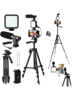 TIGER Vlogging YouTube Starter Kit – Complete Setup for Content Creators, Includes LED Ring Light, Tripod, Microphone, Camera Remote, and More for Professional Video Production  - Image 1