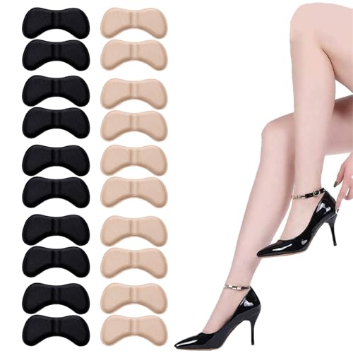 Chuppinz 20Pcs Shoe Bite Protector for Woman, Heel Pads for Pain Relief, Double-Layer Non-Marking Self-Adhesive, 10 Pairs (Black+Pale Apricot), Premium Comfort & Protection for High Heels, Flats, and Dress Shoes - Image 1