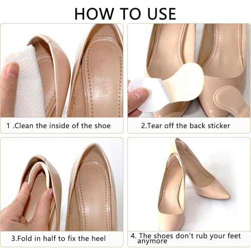 Chuppinz 20Pcs Shoe Bite Protector for Woman, Heel Pads for Pain Relief, Double-Layer Non-Marking Self-Adhesive, 10 Pairs (Black+Pale Apricot), Premium Comfort & Protection for High Heels, Flats, and Dress Shoes - Image 4