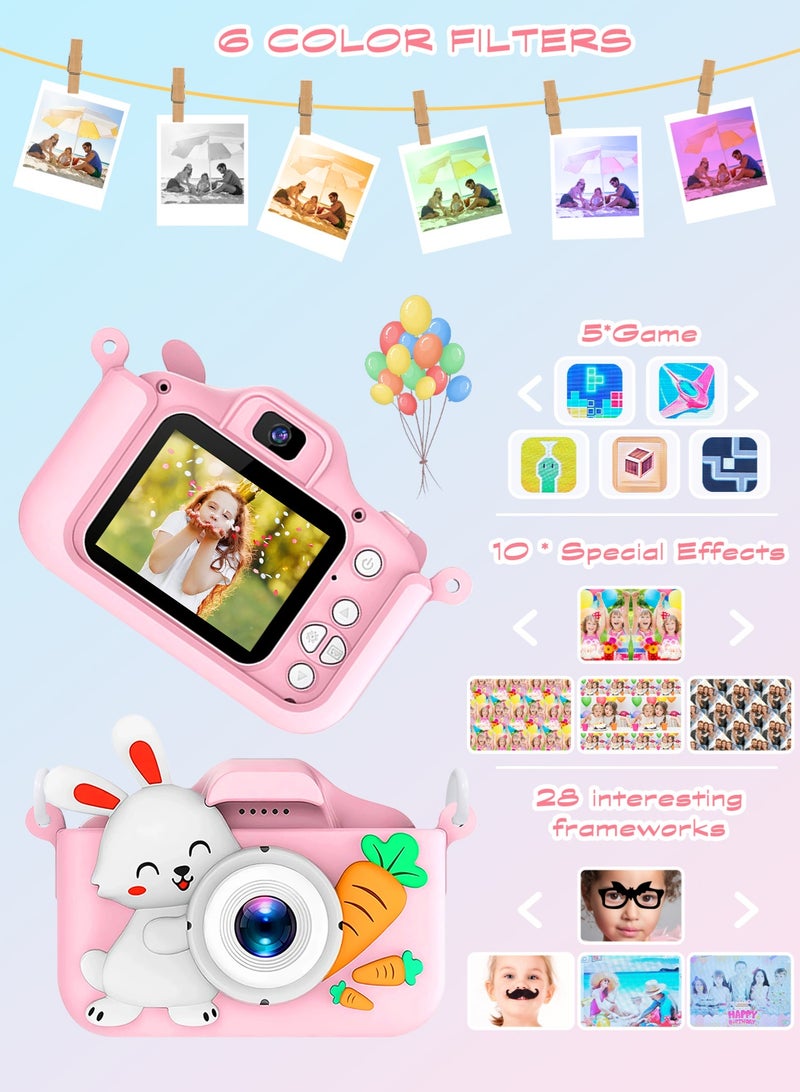 أوربازار ألعاب كاميرا للأطفال من سن 3 إلى 8 سنوات، كاميرا فيديو رقمية للأطفال مع غطاء ناعم برسوم كرتونية، أفضل هدية لعيد الميلاد المجيد للأطفال - بطاقة SD سعة 32 جيجابايت متضمنة - Image 4