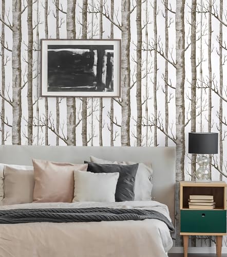 Micpolo 177 x 787 Birch Tree Wallpaper Peel and Stick White and Brown Wallpaper for Bedroom Bathroom Contact Paper for Cabinets Self Adhesive Removable Wallpaper Renter Friendly Room Decor Vinyl - Image 3