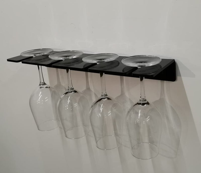 WANLIAN Wine Glass Holder (Pack of 2), Wall Mounted Acrylic Holder for Reception Party and Kitchen Tableware Storage (Black) - Image 3