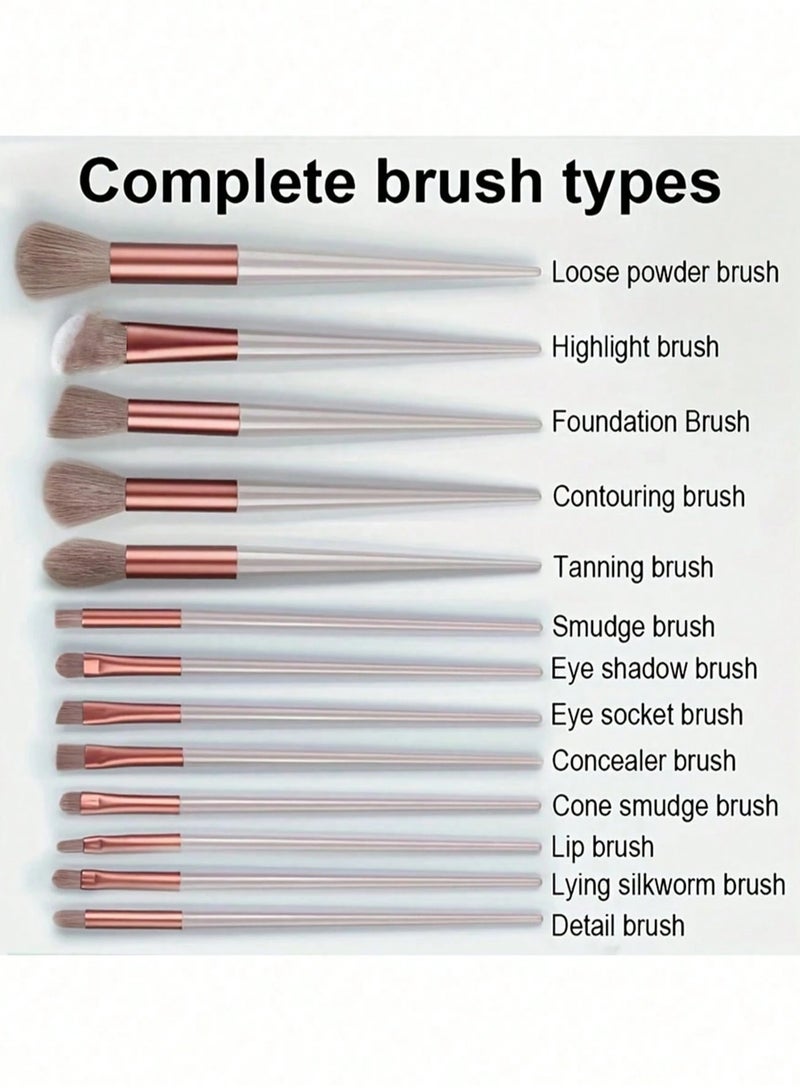 Shein Professional Makeup Brush Set – 13 Pcs for Powder, Foundation & Eyeshadow ( Color May Vary ) - Image 2
