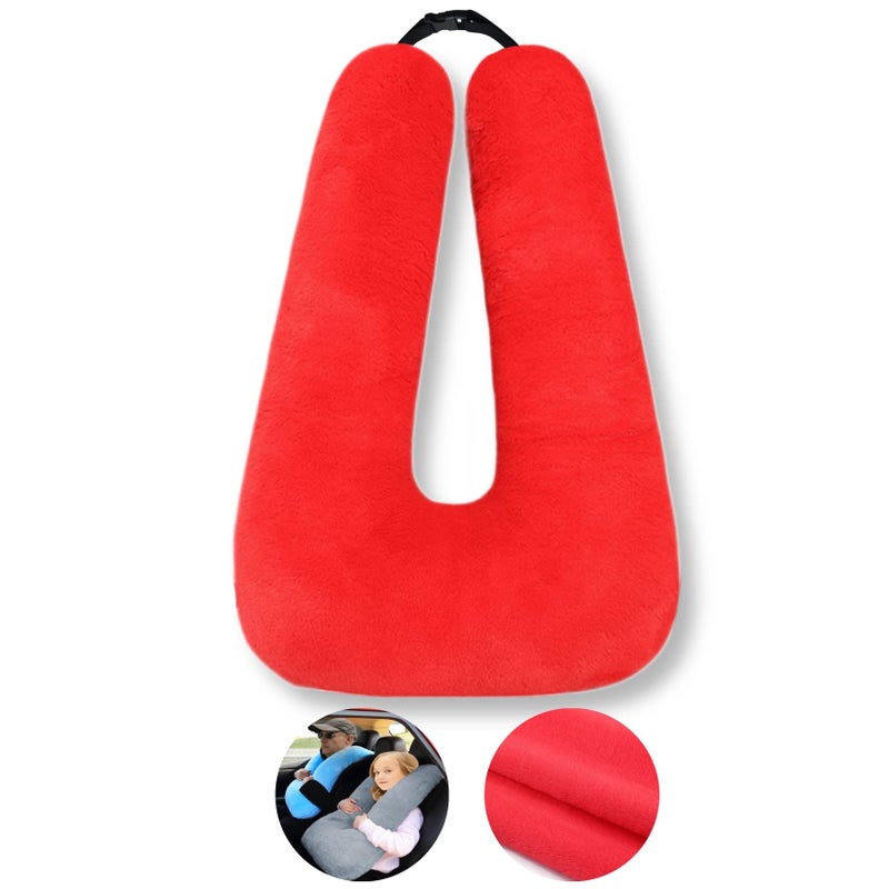 FHSGGP Travel Pillow Car Pillow Kid Car Sleeping The Sleeping Aid for Adults and Kids on Road Trips Kids Travel Pillow Red