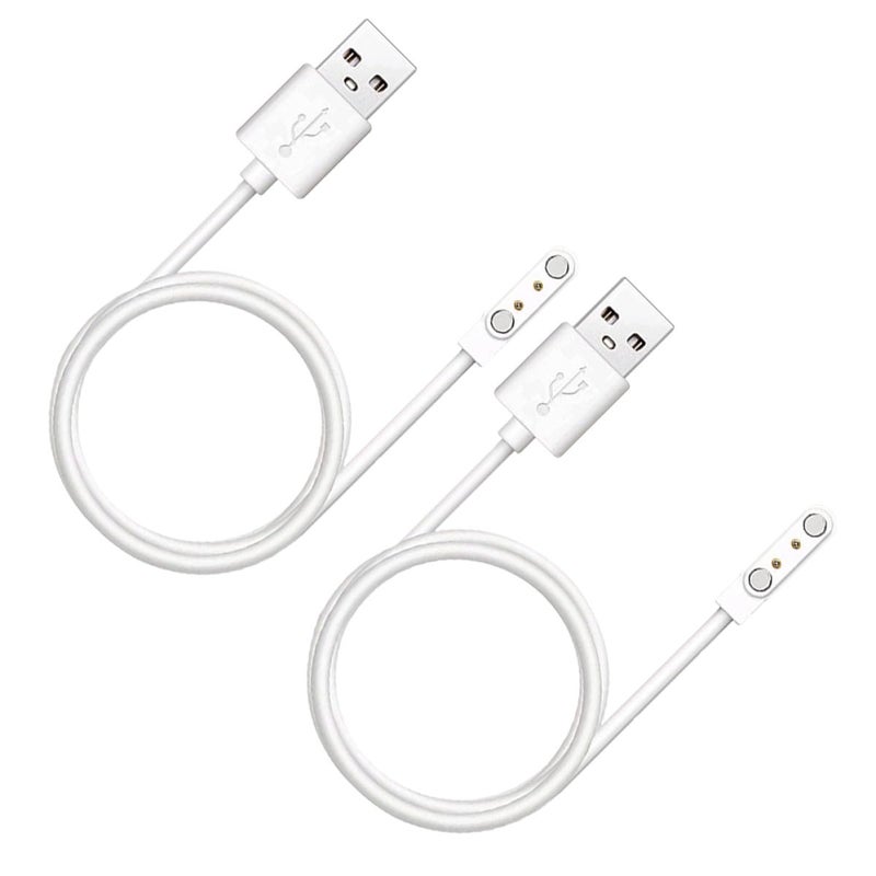 2 قطعة من كابلات شحن USB مغناطيسية بـ 2 طرف للساعات الذكية، كابل شحن مغناطيسي عالمي يتوافق مع الأجهزة القابلة للارتداء، كابل شحن باللون الأبيض للاستخدام أثناء السفر والحياة اليومية. - Image 1