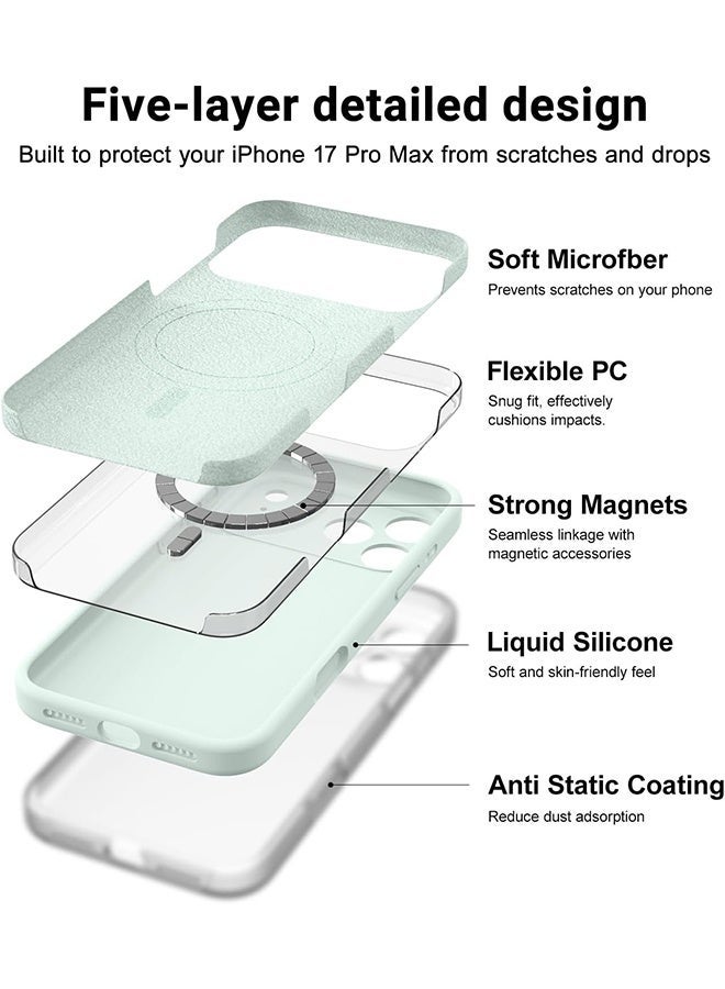Magnetic for iPhone 17 Pro Max Case,Compatible with Magsafe,Classic Liquid Silicone Mobile Phone Case,Integrated Camera Control Button,Anti-Scratch Microfiber Lining, Mint Green - Image 2