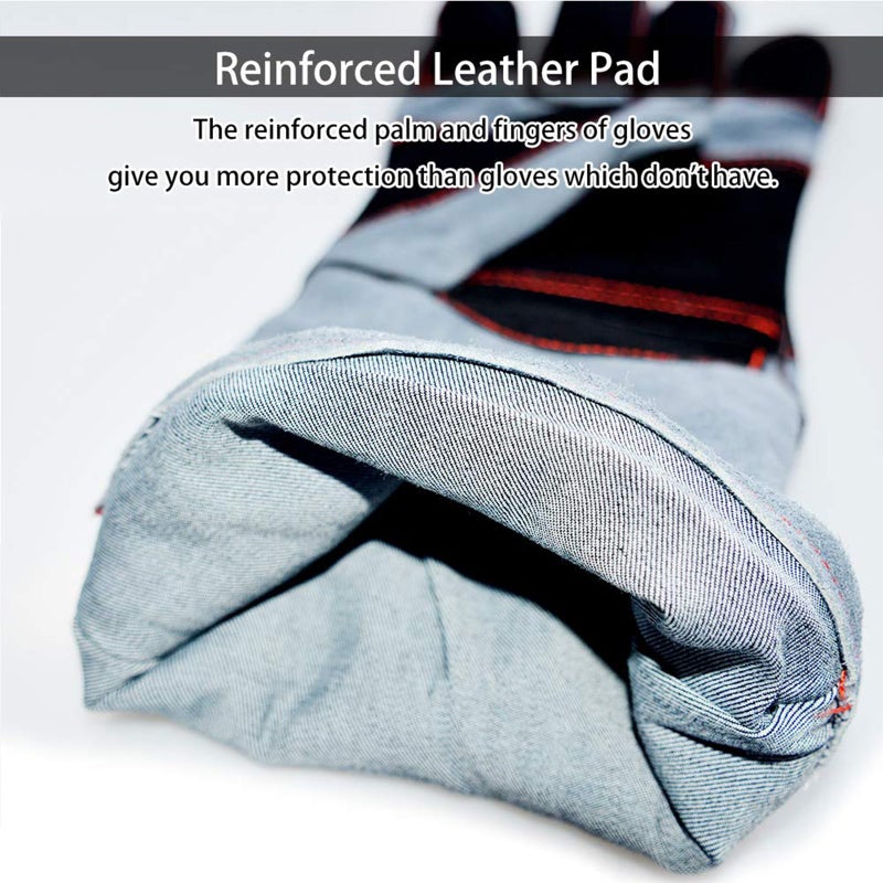 IC ICLOVER Animal Handling Gloves Snake Bite Proof, Double Leather Padding Reinforced Palm & Fingers Protection for Grabbing Snake Reptile Bird Falcon Handling, Cat Dog Training Anti Scratch - 16inch - Image 4