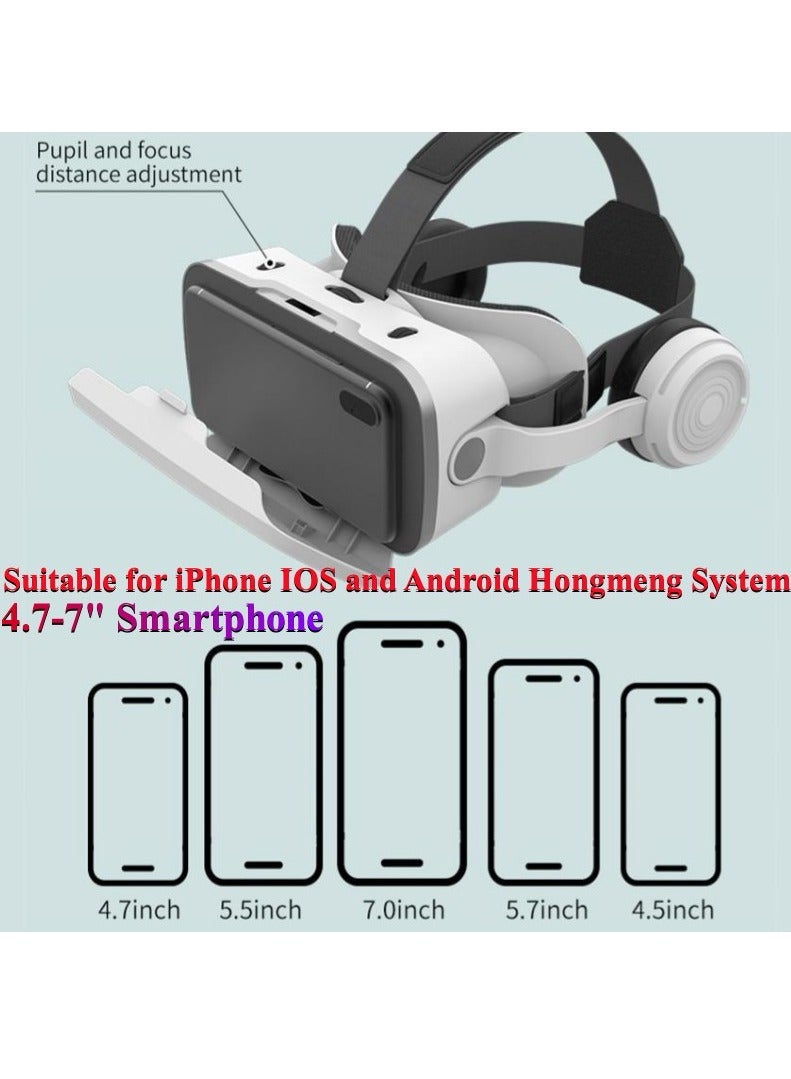 G15E VR Glasses IMAX 3D Movies Virtual Reality VR Glasses Google Cardboard Box VR Helmet for 4.7-7 Phone, Support Game Joystick (White) - Image 2