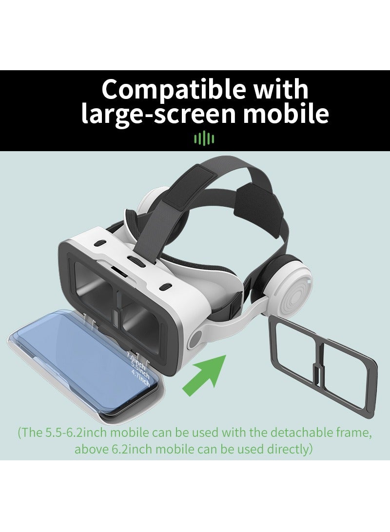 G15E VR Glasses IMAX 3D Movies Virtual Reality VR Glasses Google Cardboard Box VR Helmet for 4.7-7 Phone, Support Game Joystick (White) - Image 5