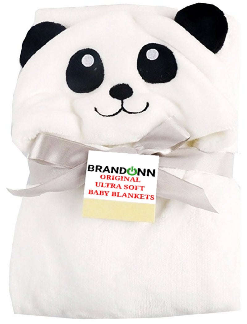 BRANDONN Fashions for Newborn Hooded Designer Ultrasoft Baby Blanket for Babies Cum Baby Bath Towel (White Panda) - Image 3