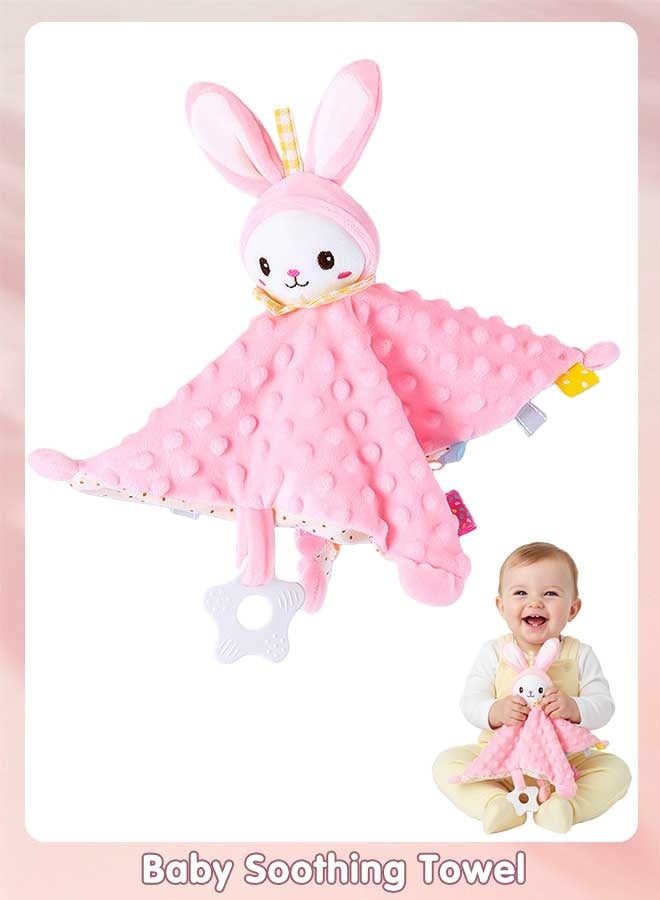 Sharpdo Baby Soothing Towel with Silicone Teething Toy, Baby Soothing Blanket for Infant, Newborn Gifts  (28x28CM) - Image 1