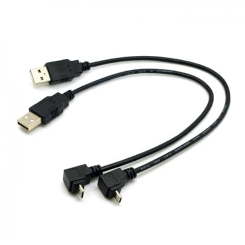 cablecc 2pcs USB 2.0 Male to Micro USB Up & Down Angled 90 Degree Cable 30cm for Cell Phone Tablet - Image 1