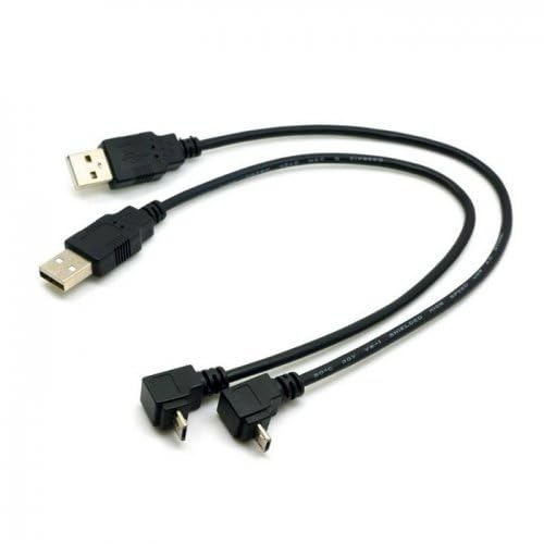 cablecc 2pcs USB 2.0 Male to Micro USB Up & Down Angled 90 Degree Cable 30cm for Cell Phone Tablet - Image 2