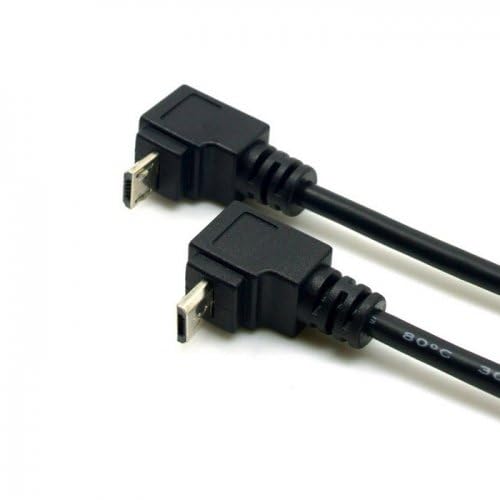 cablecc 2pcs USB 2.0 Male to Micro USB Up & Down Angled 90 Degree Cable 30cm for Cell Phone Tablet - Image 3