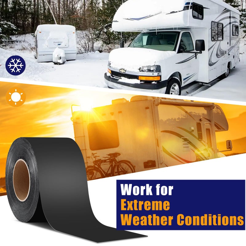 Ramkle Butyl Sealant Tape, RV Roof Tape Black, 4 Inch x 50 Feet RV Repair Sealant Waterproof Tape, UV & Weatherproof Butyl Roofing Tape for Window, Boat Sealing, Truck and Trailer Roof Sealant - Image 3