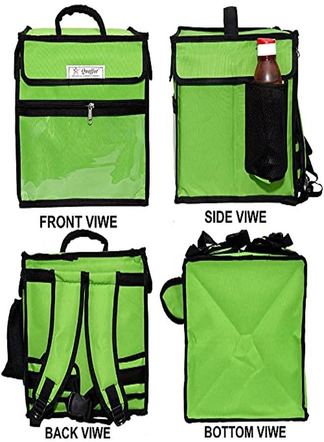 Quaffor 14 * 14 * 14 Inch Insulated hot/Cold Food/zomato/swiggy delivery Backpack (Green) - Image 4