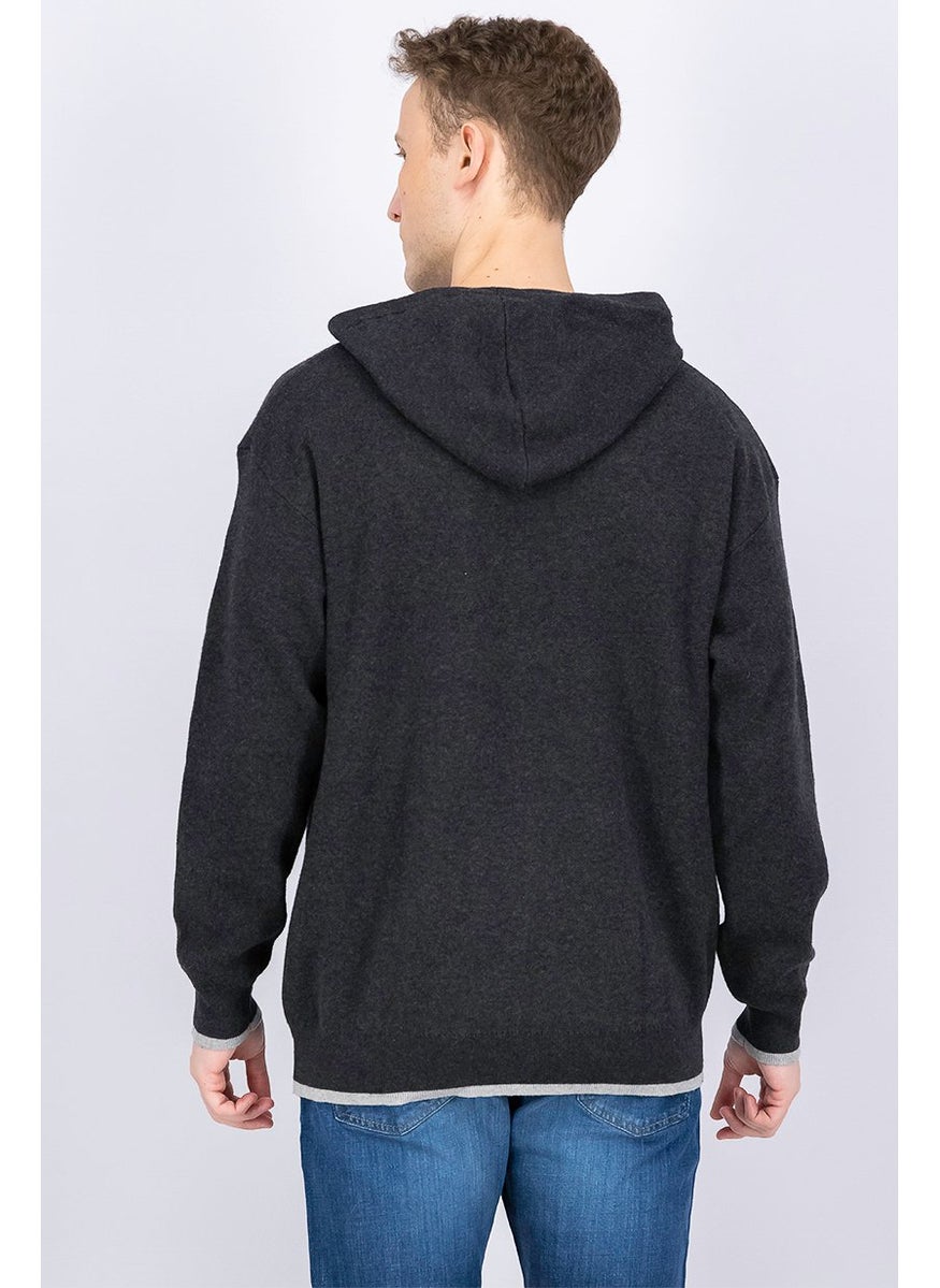 Tchibo Men Heather Long Sleeves Hooded Sweatshirt, Grey  - Image 2