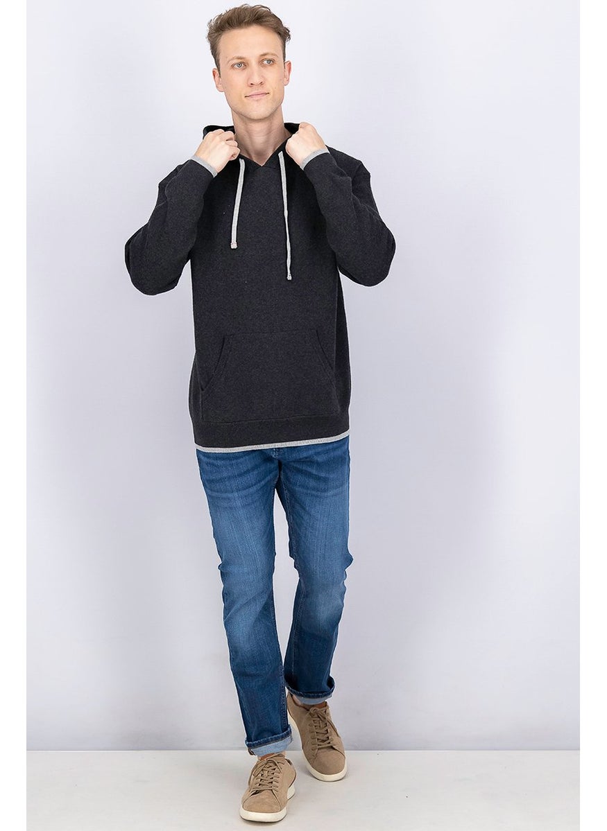 Tchibo Men Heather Long Sleeves Hooded Sweatshirt, Grey  - Image 3