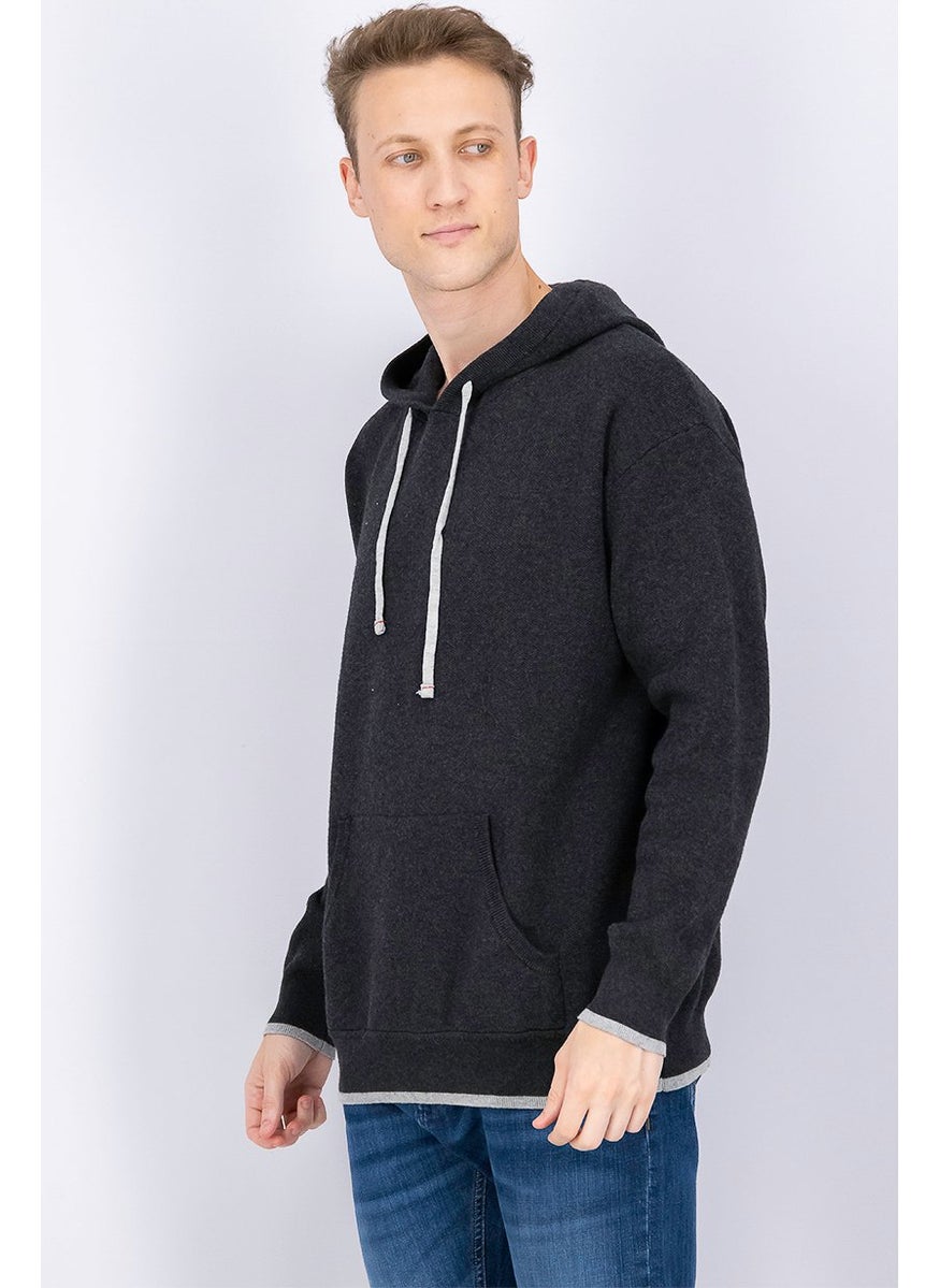 Tchibo Men Heather Long Sleeves Hooded Sweatshirt, Grey  - Image 4