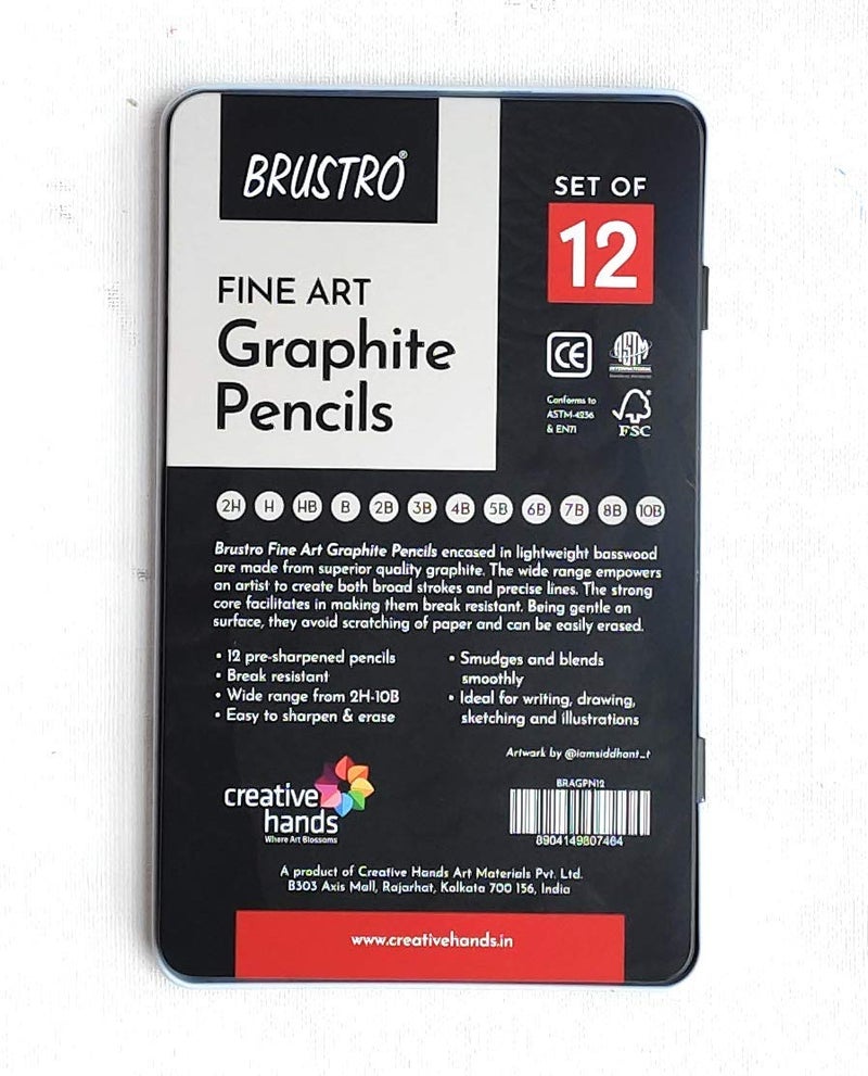 BRUSTRO Automatic Eraser| Battery Operated, Electric| 2.3mm,5mm| Set of 22 Refills+2 Eraser Holders & Artists FINEART Graphite Pencil |Set of 12 (10B-2H)| Ideal for Sketching,Mandala,Portrait,Drawing - Image 2