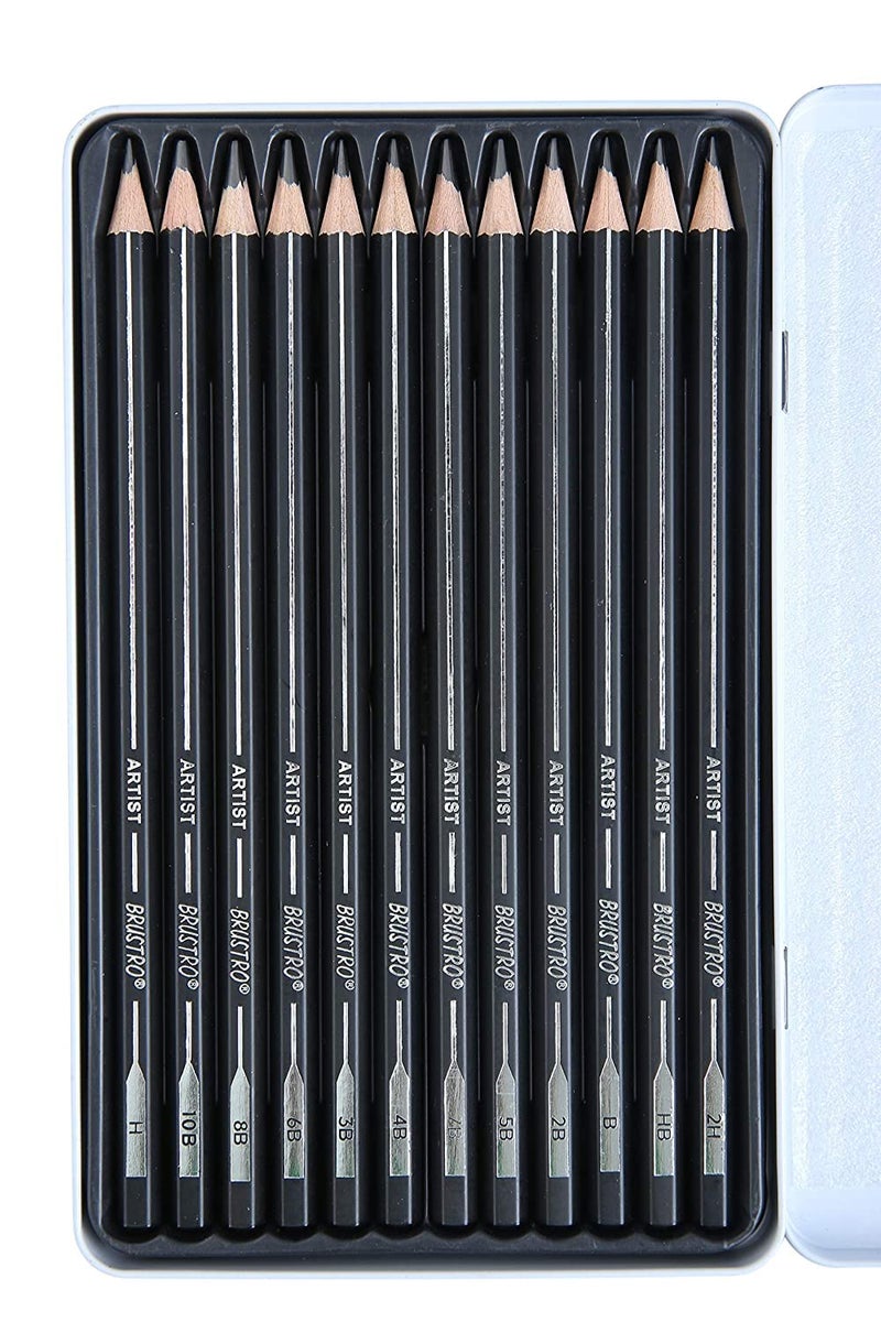 BRUSTRO Automatic Eraser| Battery Operated, Electric| 2.3mm,5mm| Set of 22 Refills+2 Eraser Holders & Artists FINEART Graphite Pencil |Set of 12 (10B-2H)| Ideal for Sketching,Mandala,Portrait,Drawing - Image 3