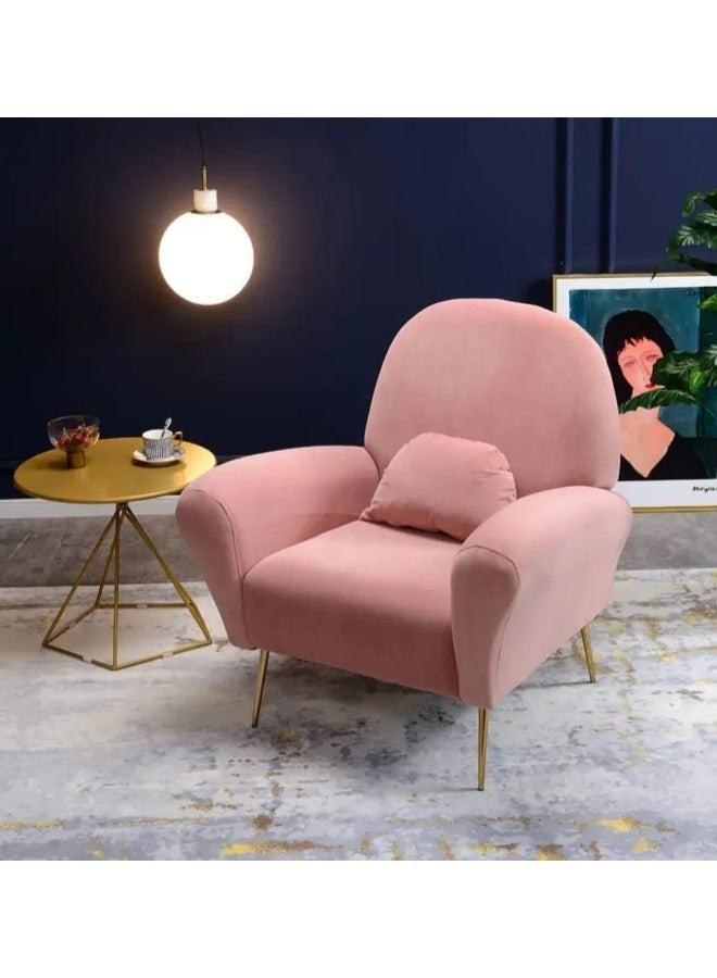 Modern Velvet Accent Chair in Pink - Image 1