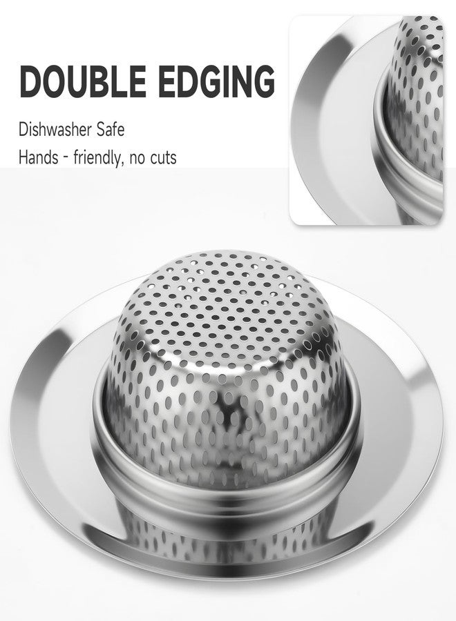 SANLESS Kitchen Sink Drain Strainer, Premium Stainless Steel Rust-Proof Wide Rim Kitchen Drain Strainer Stopper Filter Basket for Kitchen Sinks (2 Pack) - Image 3