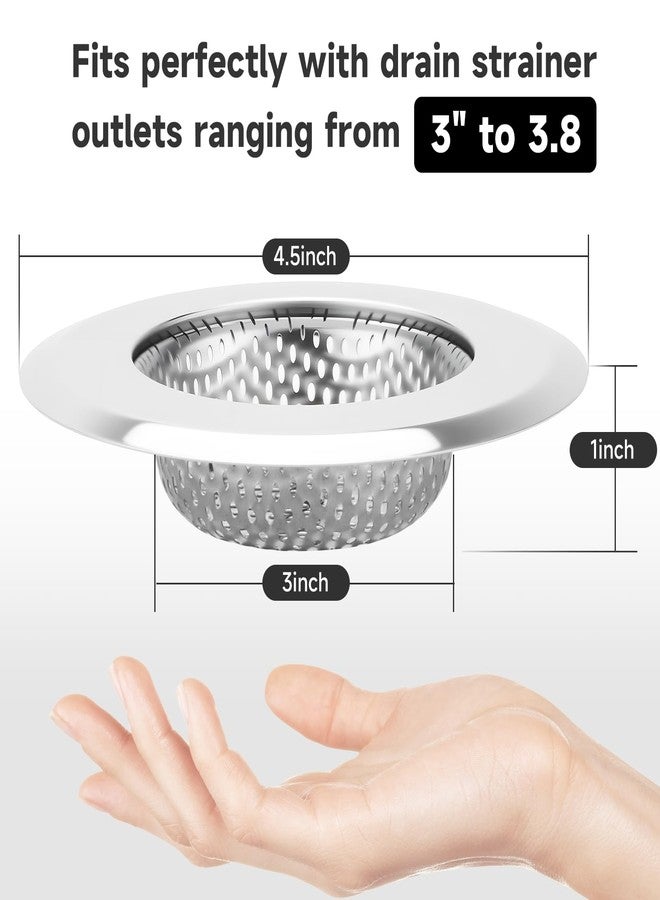 SANLESS Kitchen Sink Drain Strainer, Premium Stainless Steel Rust-Proof Wide Rim Kitchen Drain Strainer Stopper Filter Basket for Kitchen Sinks (2 Pack) - Image 2