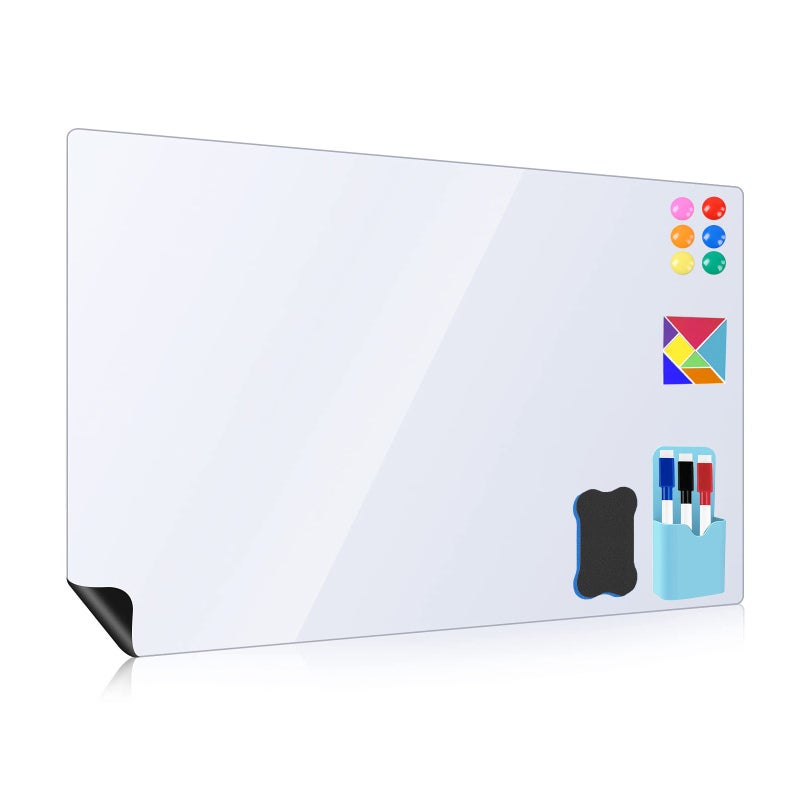 Adhesive Whiteboard 45*60cm Self-Adhesive Magnetic Receptive Surface Whiteboard Sticker - Smooth Erasable Cuttable Magnetic Sticker for Home Office School Kitchen - Image 1