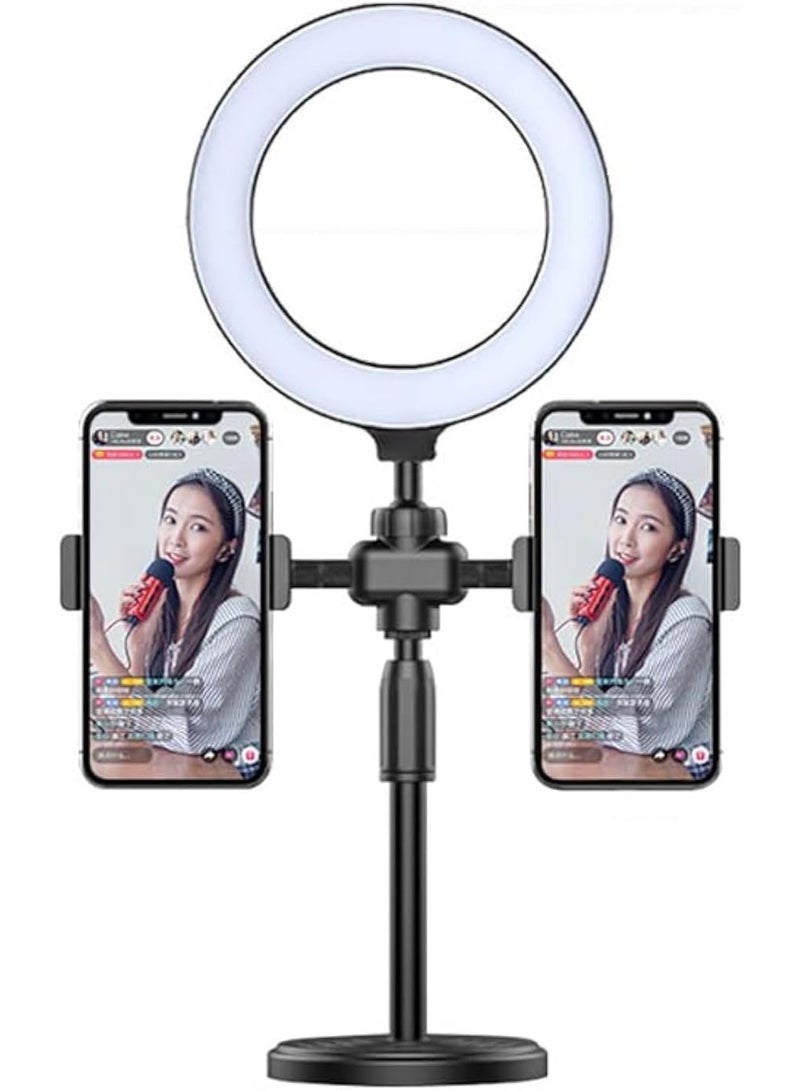 6" Ring Light with 2 Phone Stands, Dimmable Selfie Ring Lights with 3 Color Modes 9 Brightness Levels, LED Desk Circle Ringlight for Live Streaming, Vlogging, Makeup and Video Recording - Image 4