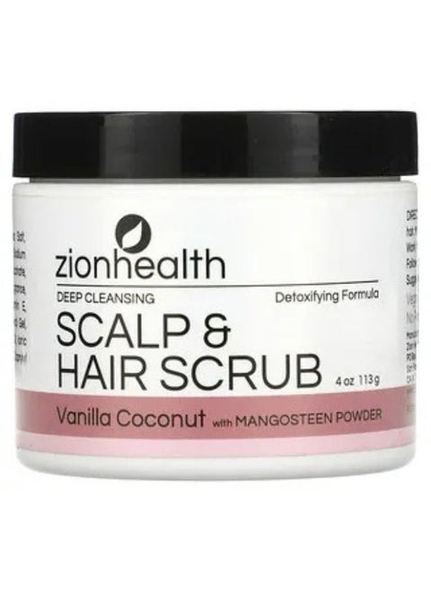 Zion Health Deep Cleansing Scalp & Hair Scrub Vanilla Coconut 4 oz 113 g