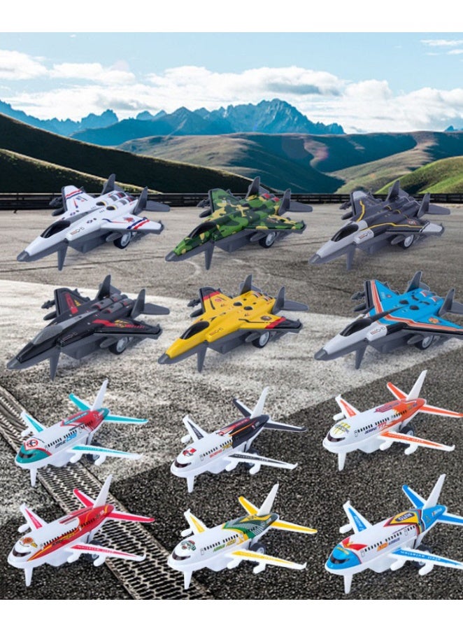 هالامودو 12PCS بالرجوع الى الطائرات بدلة । لعب الأطفال السبائك । الاحتكاك ركاب طائرة نفاثة دينامية ليس । لتصميم । الإيكولوجية بطاريات تويتر) و أذهب । । واقعية 6 طائرات مقاتلة عالية + ست طائرات । مواد مناسبة بأصابع صغيره مثالية الأمن في حجمها । ومتانتها । । الألعاب التفاعلي الأبوة هدية مثالية - Image 1