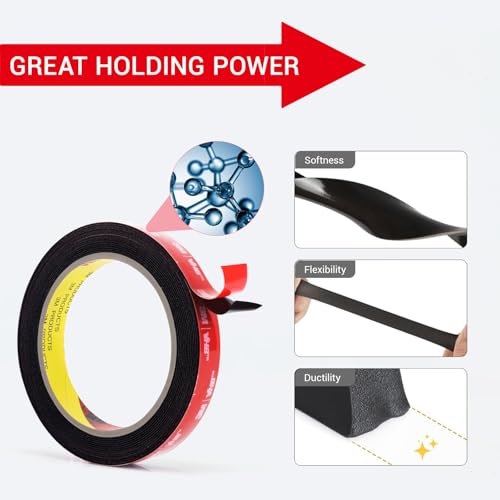 Ohayooz Double Sided Tape Heavy Duty 10FT Made of 3M5925, Very Sticky Adhesive Mounting Tape, Works Great Indoors and Outside, Walls, Automotive, Home Office Deco - Image 3