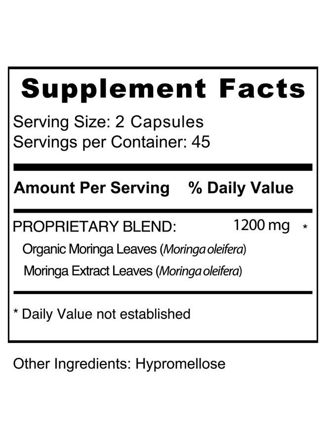 Jiva BOTANICALS - Moringa Leaves Extract Capsules - Made from Moringa Leaf Powder and Oleifera Supplement for Immune and Normal Joint Support - 90 Capsules - Image 1