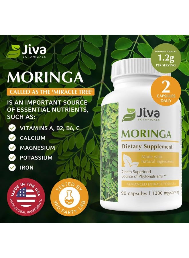 Jiva BOTANICALS - Moringa Leaves Extract Capsules - Made from Moringa Leaf Powder and Oleifera Supplement for Immune and Normal Joint Support - 90 Capsules - Image 1