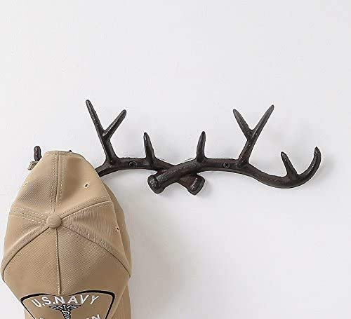 Notakia Vintage Deer Antler Decor Wall Hooks Rustic Cast Coat Hooks Wall Mounted, Vintage Cast Iron Antlers Wall Decor for Hunting Lodge, Cabin, Western Home (Brown Deer Antlers) - Image 3