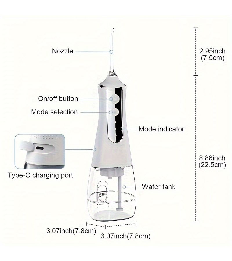Navy Blue Cordless Oral Irrigator 5 Nozzles Rechargeable Dental Flosser USB Portable for Home Travel - Image 2