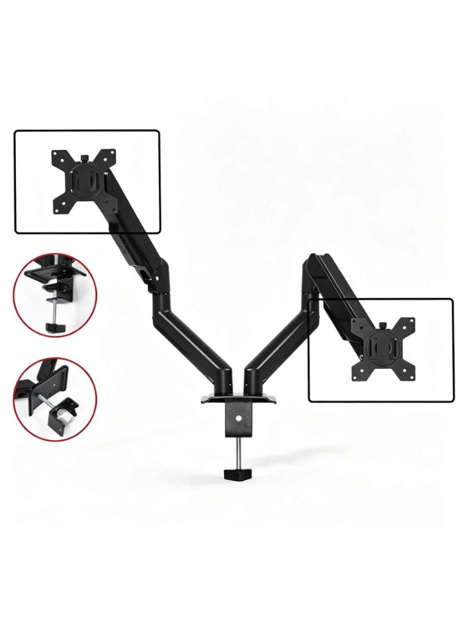 Left and Right Dual Screen Computer Display Bracket,Dual Monitor Stand,Fully Adjustable Arms for 10 to 32 inch Screens,Mechanical Articulating Desk Mount,Gaming and Office Setups,VESA 75x75, 100x100,Max 22 lbs,Black - Image 1
